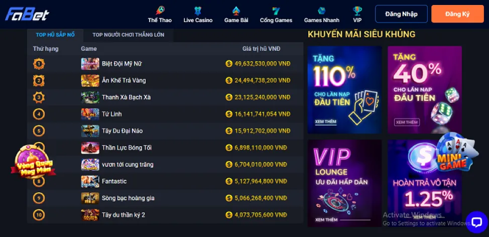 Hình ảnh giao diện Bayvip thân thiện trên di động